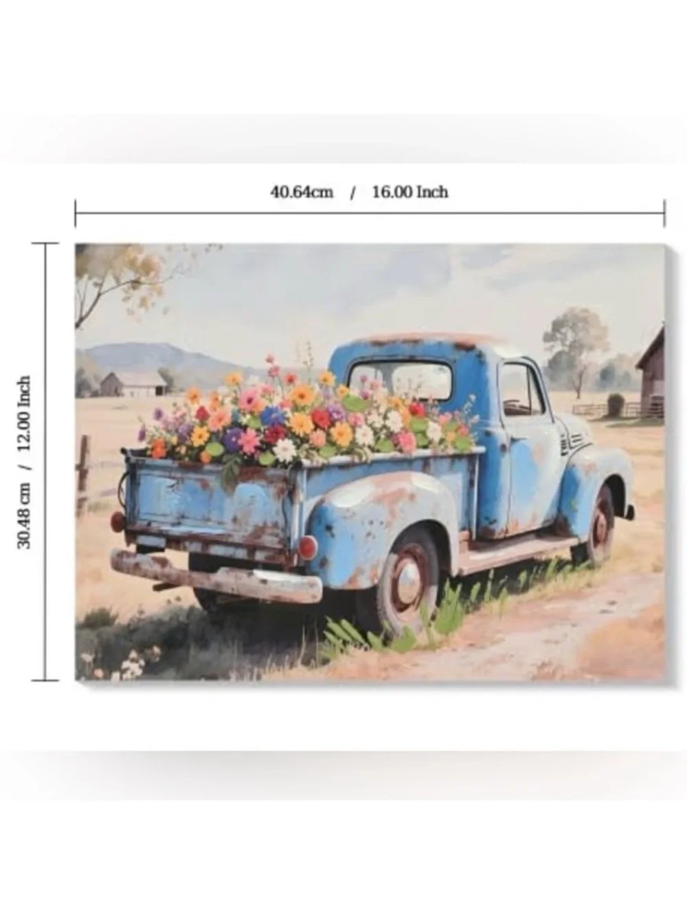Farmhouse Old Truck Canvas Wall Art, Bloom Wall Art,